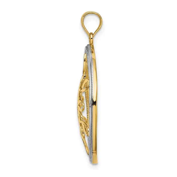 Charm Necklaces 14k Yellow Rhodium Gold wRhodium DC Circle Snowflake Charm Goldia
