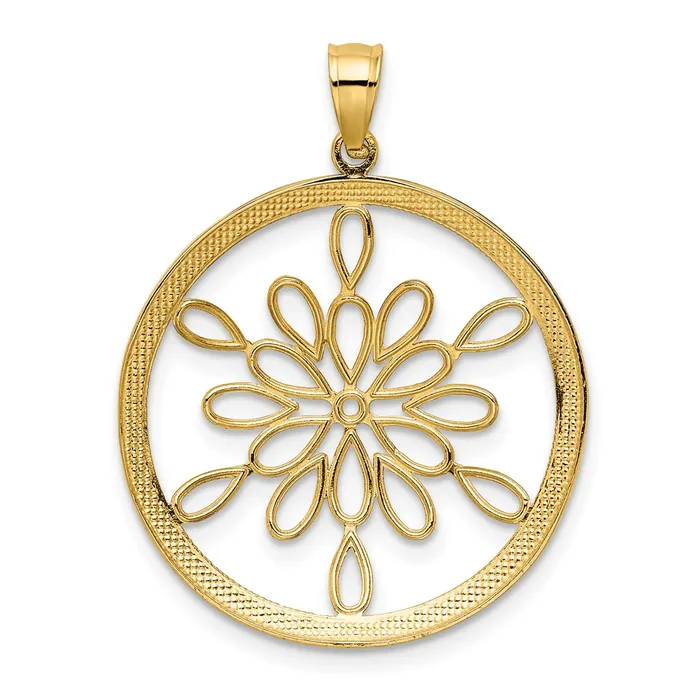 Charm Necklaces 14k Yellow Rhodium Gold wRhodium DC Circle Snowflake Charm Goldia