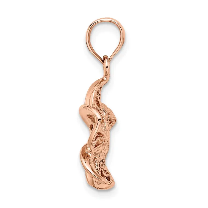 Charm Necklaces Goldia 14k Rose Gold Beaded and Polished Plumeria Flower Charm