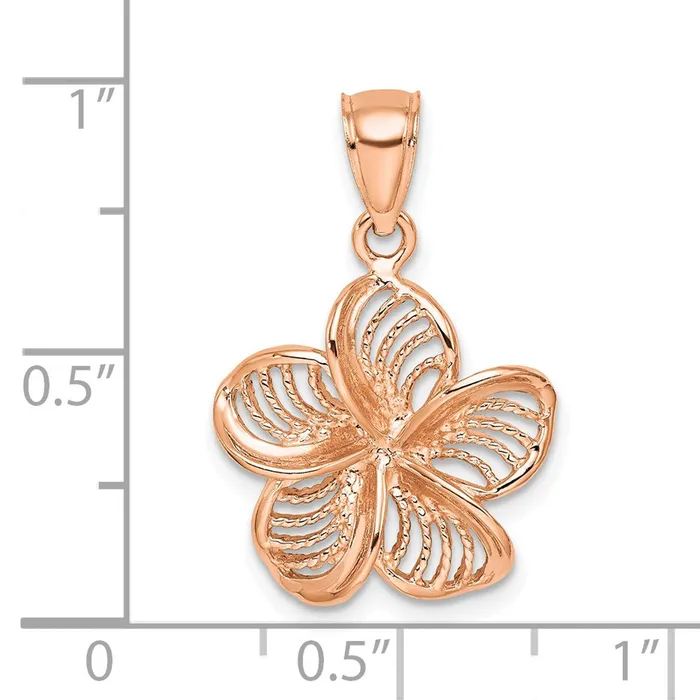 Charm Necklaces Goldia 14k Rose Gold Beaded and Polished Plumeria Flower Charm