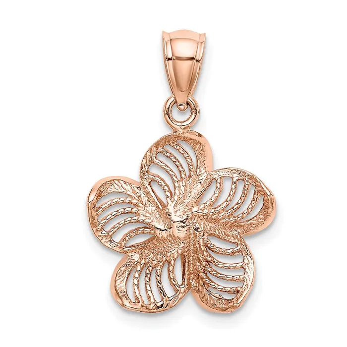 Charm Necklaces Goldia 14k Rose Gold Beaded and Polished Plumeria Flower Charm