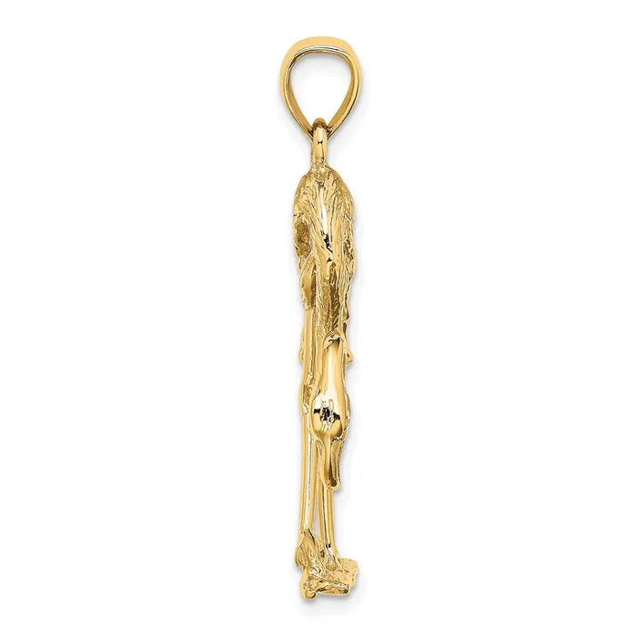 Charm Necklaces Goldia 14k Yellow Gold 3D Textured Flamingo Charm