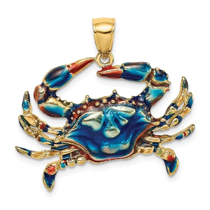 Charm Necklaces Goldia 14k Yellow Gold Blue Enamel Crab Charm