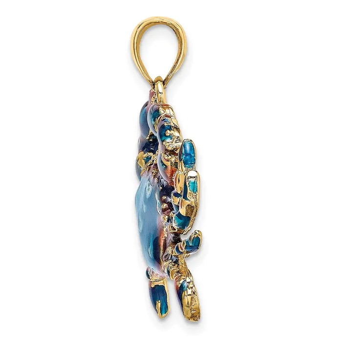 Charm Necklaces Goldia 14k Yellow Gold Blue Enamel Crab Charm