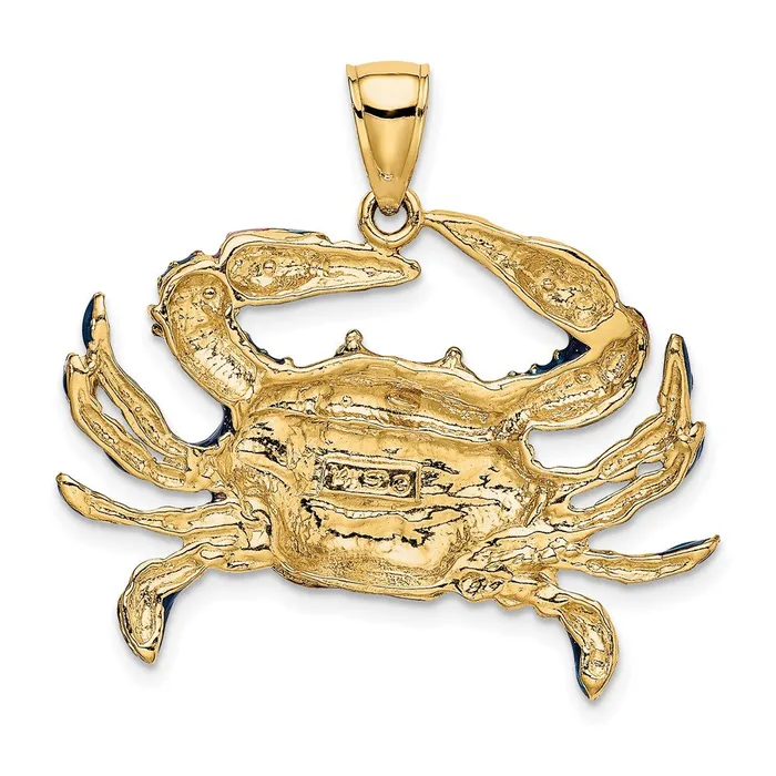 Charm Necklaces Goldia 14k Yellow Gold Blue Enamel Crab Charm