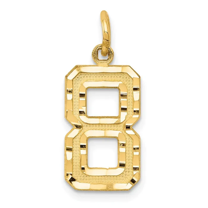 Charm Necklaces Goldia 14k Yellow Gold Medium Diamondcut Number 8 Charm