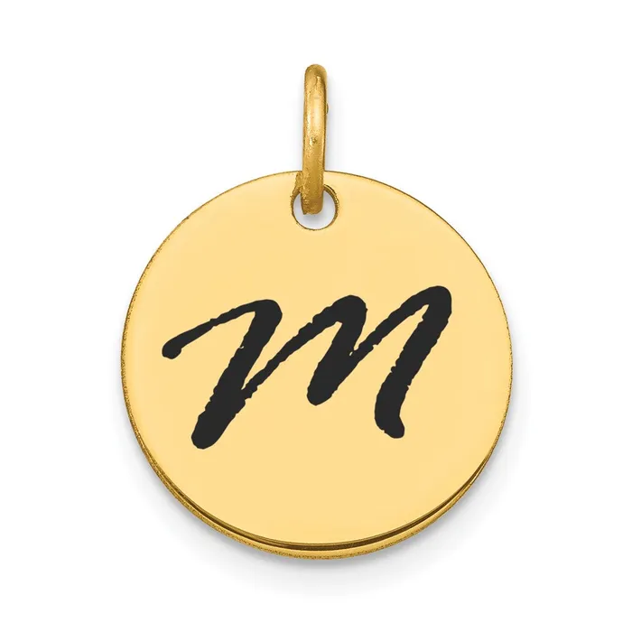 Charm Necklaces Goldia 14k Yellow Gold Polished Black Enamel Letter M Initial Disk Charm Charm Necklaces Goldia 14k Yellow Gold Polished Black Enamel Letter M Initial Disk Charm