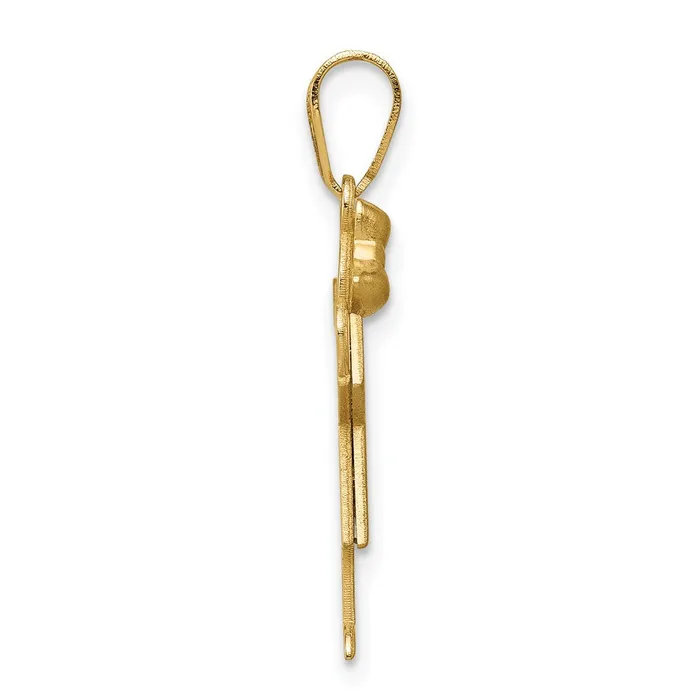 Charm Necklaces Goldia 14k Yellow Gold Solid Engravable Girl with Bow on Left Charm