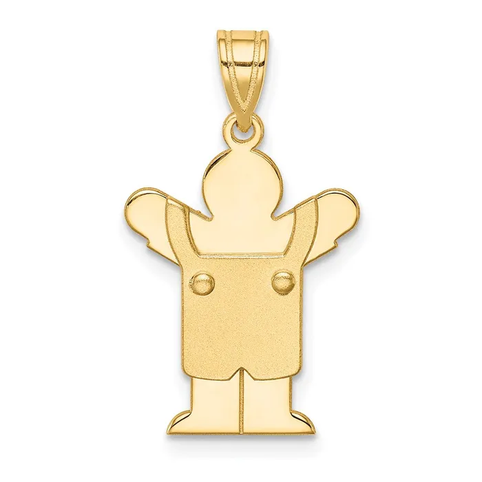 Charm Necklaces Goldia 14k Yellow Gold Solid Satin Engravable Boy with Overalls Charm Charm Necklaces Goldia 14k Yellow Gold Solid Satin Engravable Boy with Overalls Charm