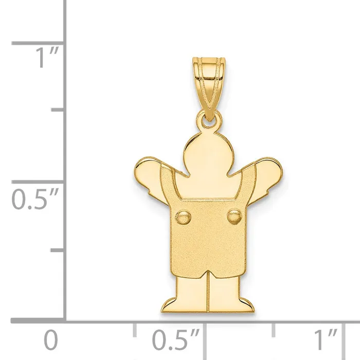 Charm Necklaces Goldia 14k Yellow Gold Solid Satin Engravable Boy with Overalls Charm