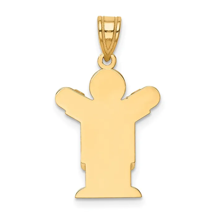 Charm Necklaces Goldia 14k Yellow Gold Solid Satin Engravable Boy with Overalls Charm