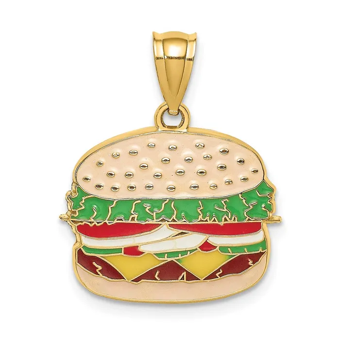 Charm Necklaces Goldia 14k Yellow Gold wEnamel Cheeseburger Charm