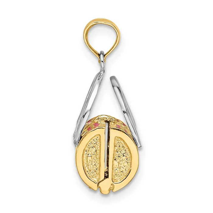 Charm Necklaces Goldia 14k Yellow Rhodium Gold Rhodium 3D Pink Enameled Handbag Opens Charm