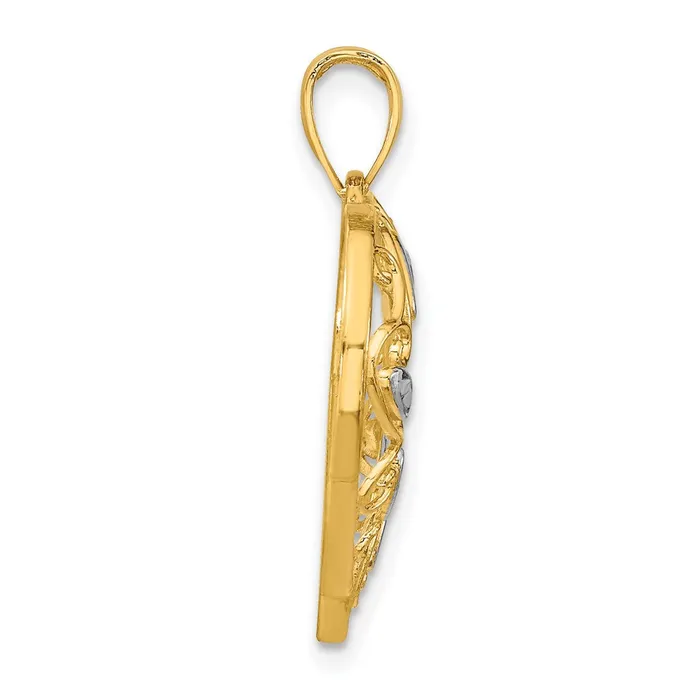 Charm Necklaces Goldia 14k Yellow Rhodium Gold wRhodium Diamondcut Filigree Heart Charm