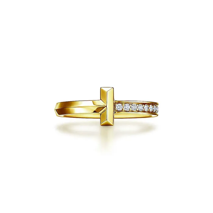 Designer Inspired Natural Diamond T1 Ring in 14K Yellow Rose or White Gold Goldiacom Rings