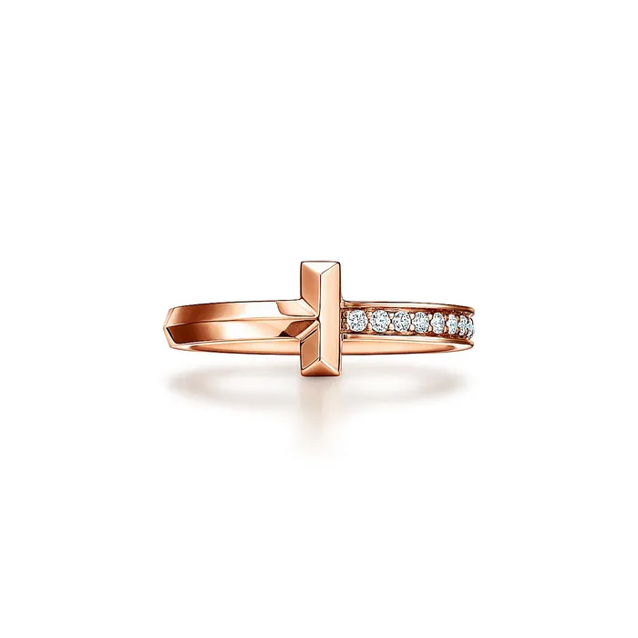 Designer Inspired Natural Diamond T1 Ring in 14K Yellow Rose or White Gold Goldiacom Rings