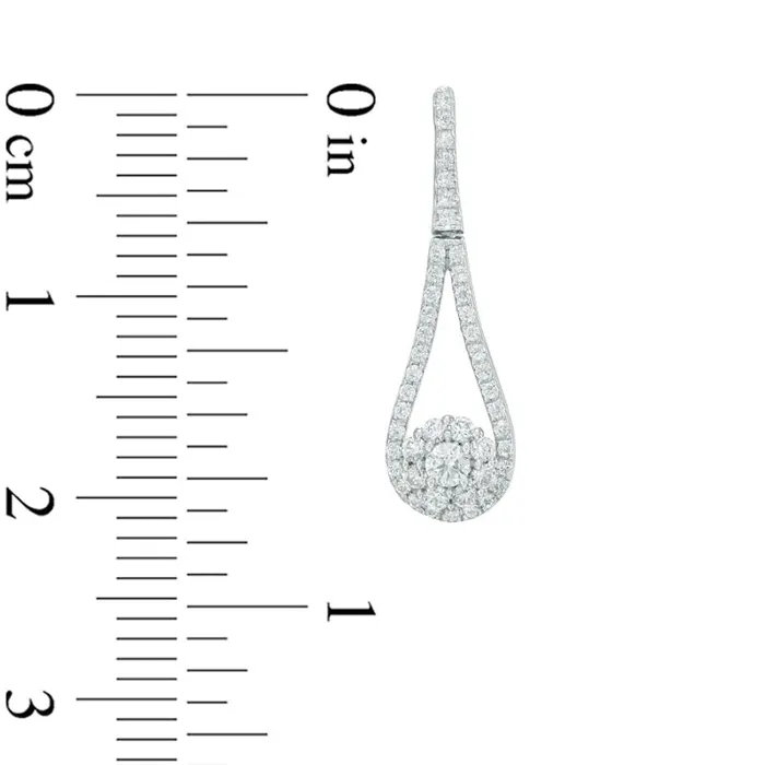 Earrings 05 CT TW Diamond Open PearShaped Frame with Flower Drop Earrings in 10K White Gold Goldia Earrings 05 CT TW Diamond Open PearShaped Frame with Flower Drop Earrings in 10K White Gold Goldia