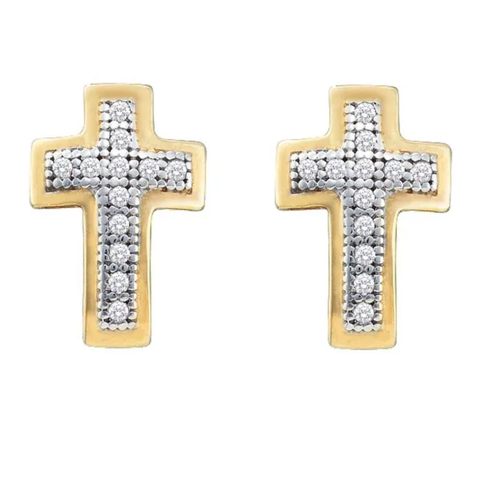 Earrings 10k Yellow Gold Round Diamond Cross Earrings 110 Cttw gndatlanta Earrings 10k Yellow Gold Round Diamond Cross Earrings 110 Cttw gndatlanta