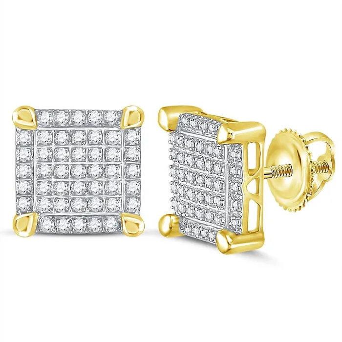 Earrings 10k Yellow Gold Round Diamond Square Cluster Stud Earrings 14 Cttw gndatlanta Earrings 10k Yellow Gold Round Diamond Square Cluster Stud Earrings 14 Cttw gndatlanta