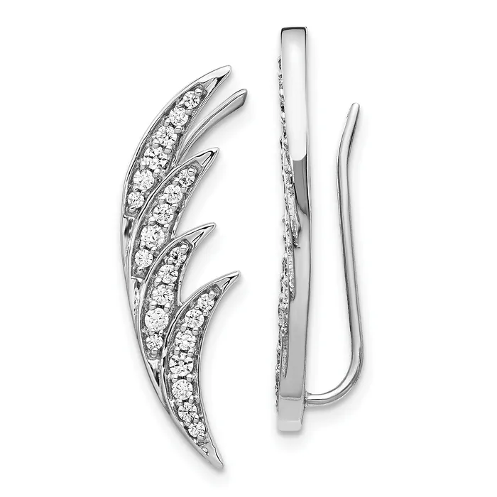 Earrings 14k White Gold 12 Ct Lab Grown Diamond VSSI G Ear Climber Goldia