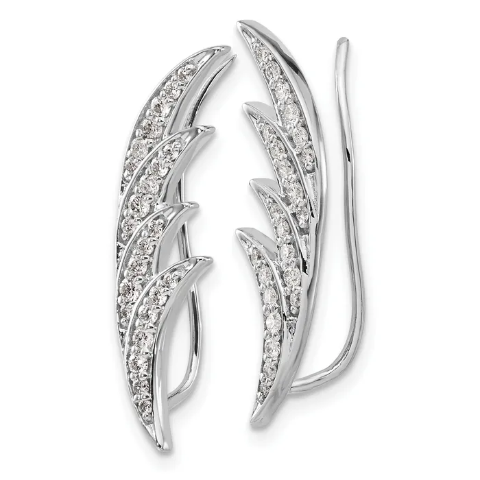 Earrings 14k White Gold 12 Ct Lab Grown Diamond VSSI G Ear Climber Goldia