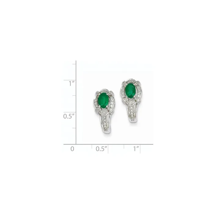 Earrings 14k White Gold 14Ct Real Diamond u0026 Emerald Earrings Goldia