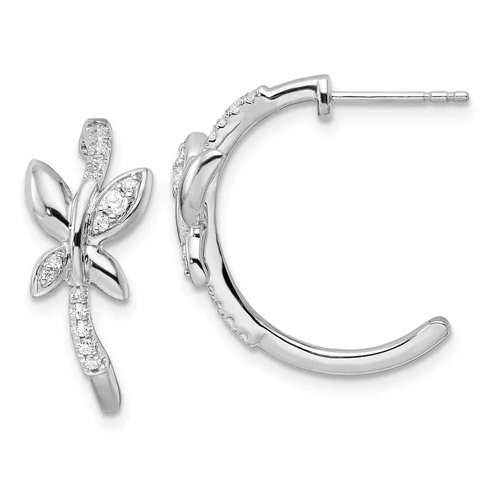 Earrings 14K White Gold Lab Grown VSSI G Diamond Butterfly JHoop Earrings Goldia Earrings 14K White Gold Lab Grown VSSI G Diamond Butterfly JHoop Earrings Goldia