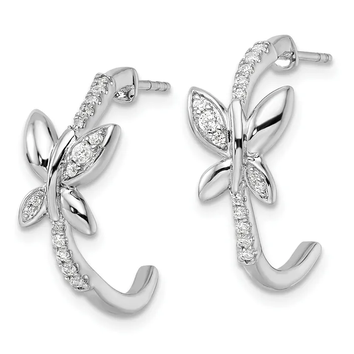 Earrings 14K White Gold Lab Grown VSSI G Diamond Butterfly JHoop Earrings Goldia