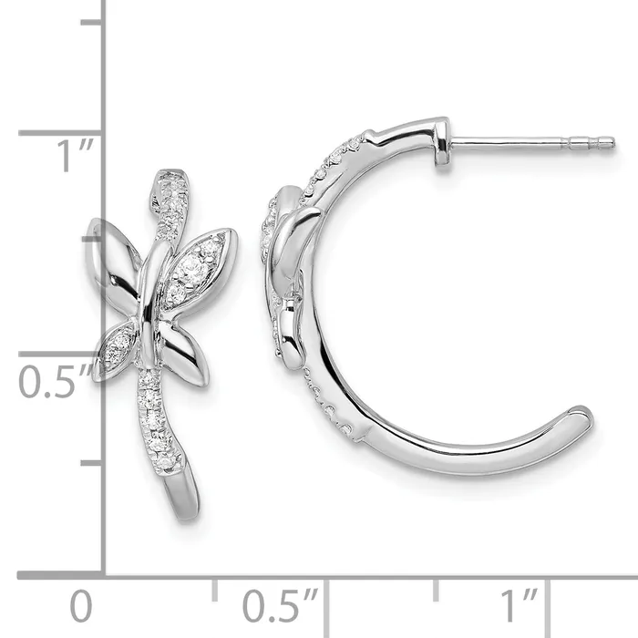 Earrings 14K White Gold Lab Grown VSSI G Diamond Butterfly JHoop Earrings Goldia