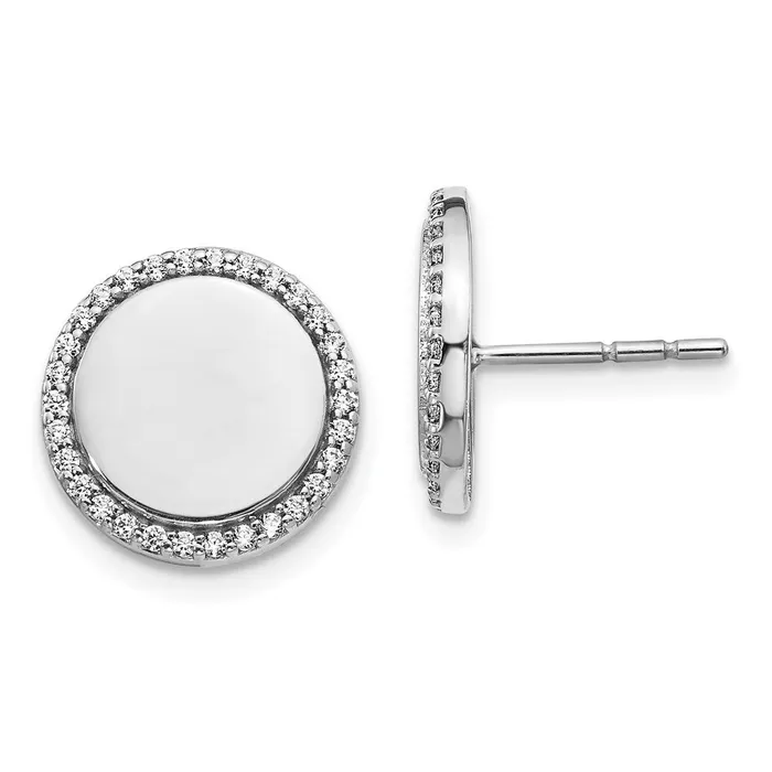 Earrings 14k White Gold Real Diamond Fancy Circle Earrings Goldia