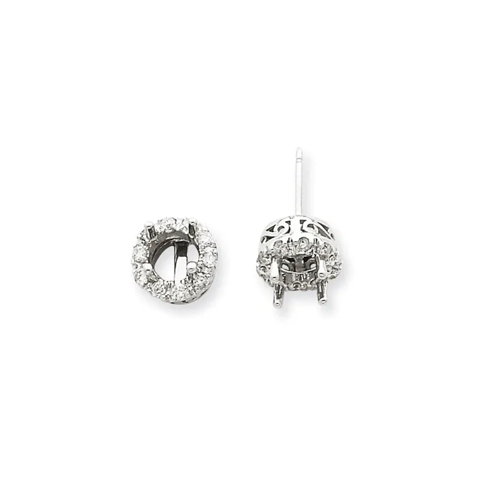Earrings 14K White Gold Stud Plus Real Diamond Earring Semimount Goldia