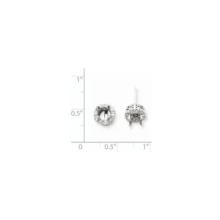 Earrings 14K White Gold Stud Plus Real Diamond Earring Semimount Goldia