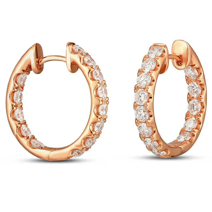 Earrings 2 CT TW Diamond InsideOut Hoop Earrings in 14K Rose Gold Goldia Earrings 2 CT TW Diamond InsideOut Hoop Earrings in 14K Rose Gold Goldia