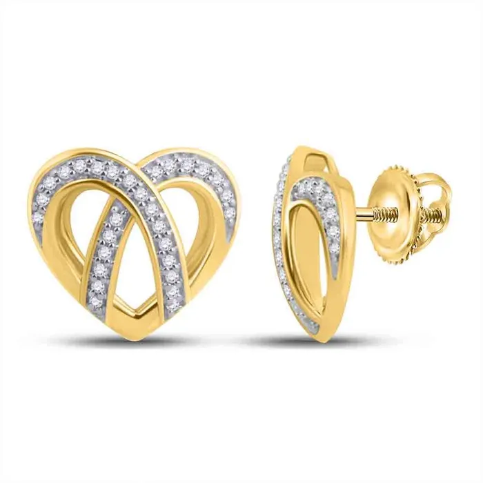 Earrings gndatlanta 10k Yellow Gold Round Diamond Heart Earrings 15 Cttw Earrings gndatlanta 10k Yellow Gold Round Diamond Heart Earrings 15 Cttw