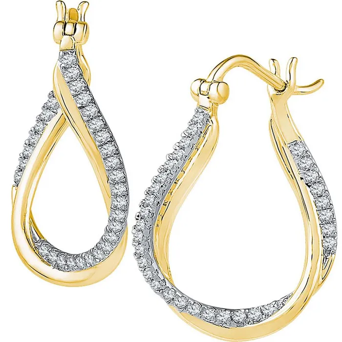Earrings gndatlanta 10k Yellow Gold Round Diamond Oval Hoop Earrings 12 Cttw Earrings gndatlanta 10k Yellow Gold Round Diamond Oval Hoop Earrings 12 Cttw