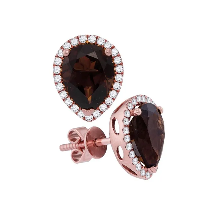 Earrings gndatlanta 14k Rose Gold Pear Smoky Quartz Solitaire Stud Earrings 338 Cttw Earrings gndatlanta 14k Rose Gold Pear Smoky Quartz Solitaire Stud Earrings 338 Cttw