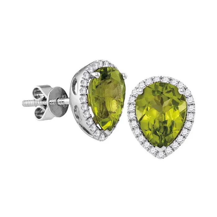 Earrings gndatlanta 14k White Gold Pear Peridot Solitaire Diamond Frame Earrings 158 Cttw Earrings gndatlanta 14k White Gold Pear Peridot Solitaire Diamond Frame Earrings 158 Cttw