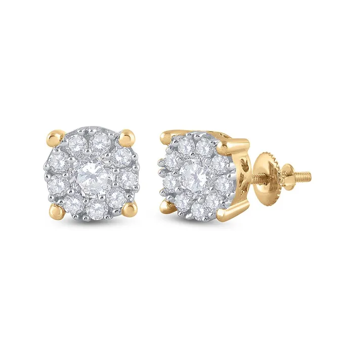 Earrings gndatlanta 14k Yellow Gold Round Diamond Halo Earrings 34 Cttw Earrings gndatlanta 14k Yellow Gold Round Diamond Halo Earrings 34 Cttw