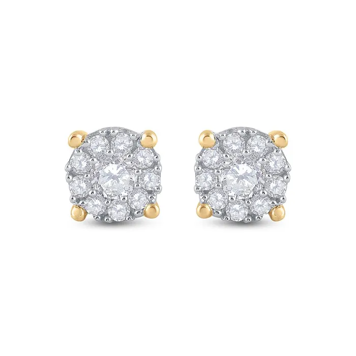 Earrings gndatlanta 14k Yellow Gold Round Diamond Halo Earrings 34 Cttw
