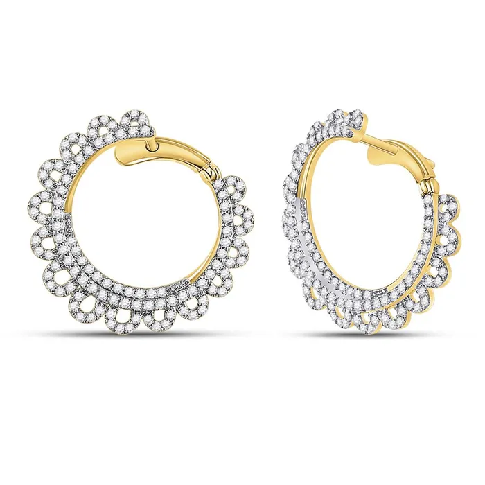 Earrings gndatlanta 14k Yellow Gold Round Diamond Hoop Earrings 112 Cttw Earrings gndatlanta 14k Yellow Gold Round Diamond Hoop Earrings 112 Cttw