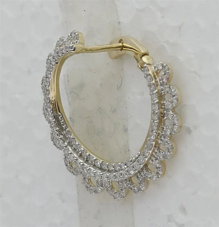 Earrings gndatlanta 14k Yellow Gold Round Diamond Hoop Earrings 112 Cttw