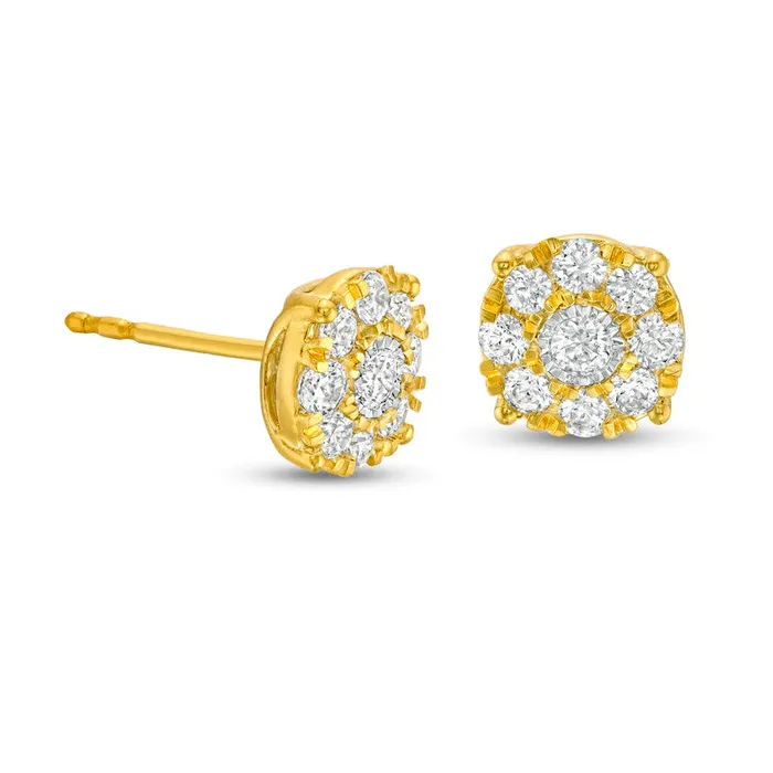 Earrings Goldia 05 CT TW Diamond Frame Stud Earrings in 10K Gold
