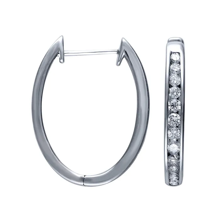 Earrings Goldia 05 CT TW Diamond Huggie Hoop Earrings in 10K White Gold Earrings Goldia 05 CT TW Diamond Huggie Hoop Earrings in 10K White Gold