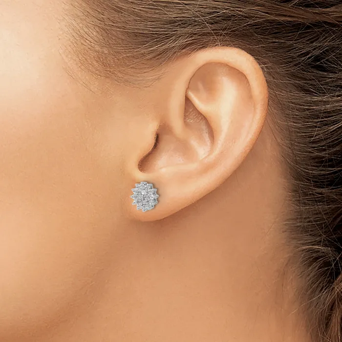 Earrings Goldia 14k White Gold 12 Ct Lab Grown Diamond VSSI G Cluster Post Earrings