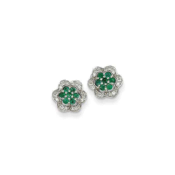 Earrings Goldia 14k White Gold 18Ct Real Diamond u0026 Emerald Earrings