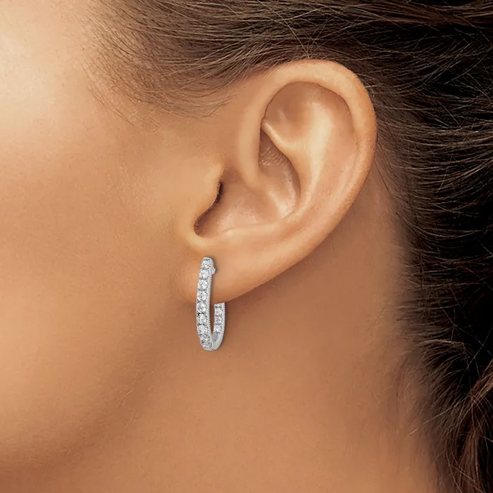Earrings Goldia 14k White Gold 1 Ct Lab Grown Diamond VSSI G In and Out JHoop Hoop Earrings