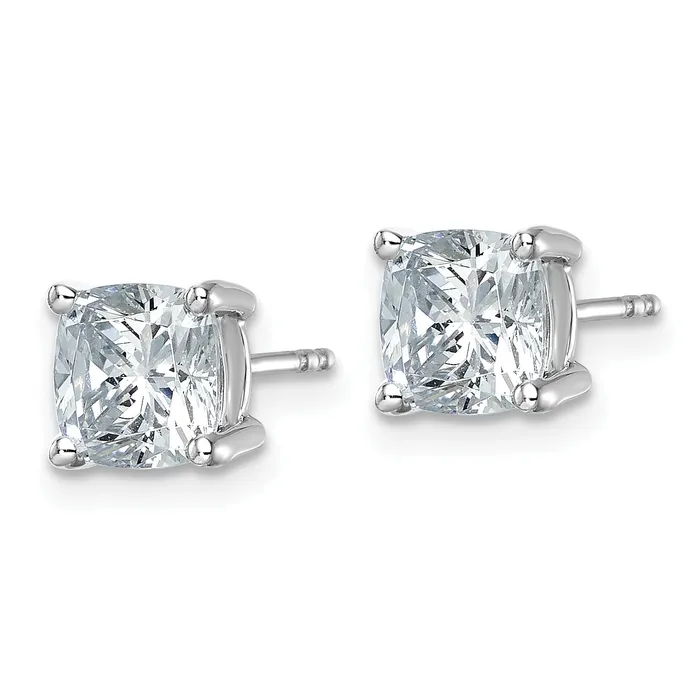 Earrings Goldia 14k White Gold 3 ctw Certified Lab Grown Diamond VSSI G Cushion 4 Prong Heavy Wt Stud Earrings