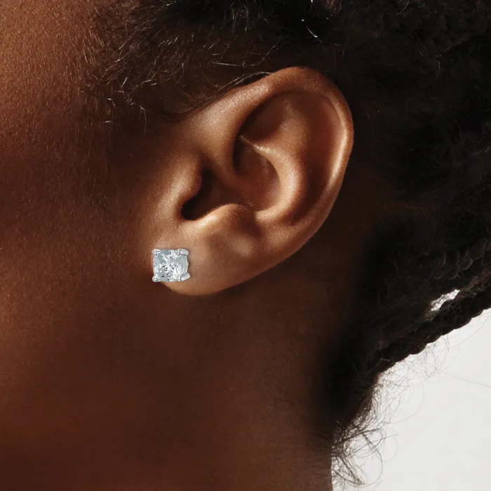 Earrings Goldia 14k White Gold 3 ctw Certified Lab Grown Diamond VSSI G Cushion 4 Prong Heavy Wt Stud Earrings