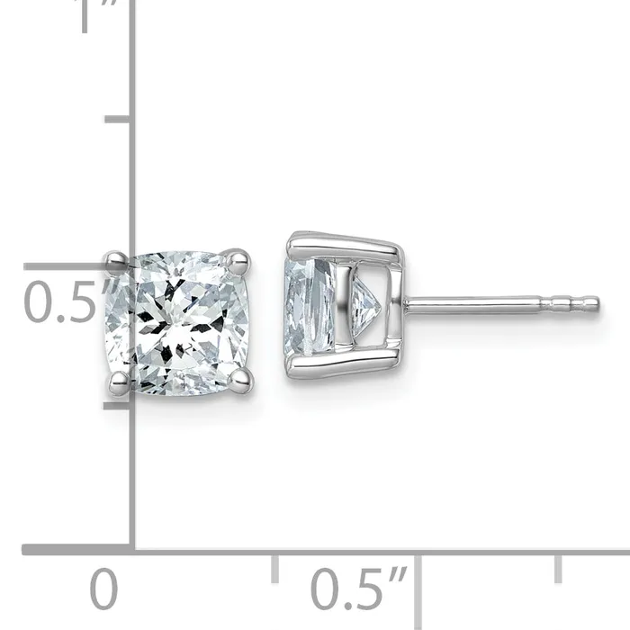 Earrings Goldia 14k White Gold 3 ctw Certified Lab Grown Diamond VSSI G Cushion 4 Prong Heavy Wt Stud Earrings
