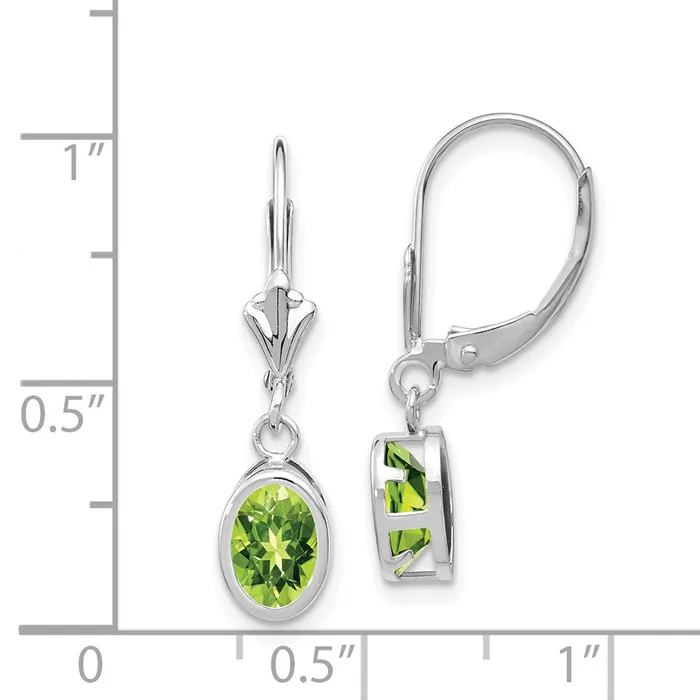 Earrings Goldia 14k White Gold 7x5mm Oval Peridot Leverback Earrings